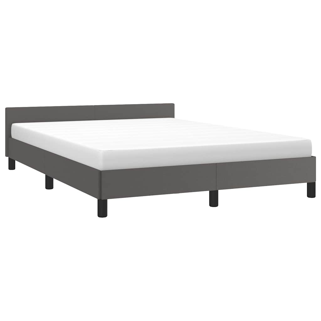 Estrutura cama c/ cabeceira sem colchão 140x190 cm cinzento