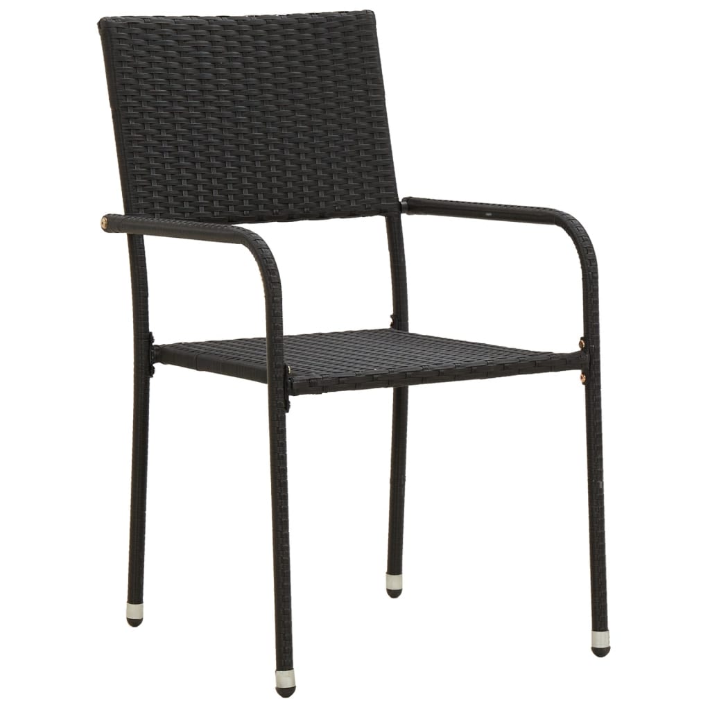 7 Pcs conjunto de jantar p/ exterior vime PE preto