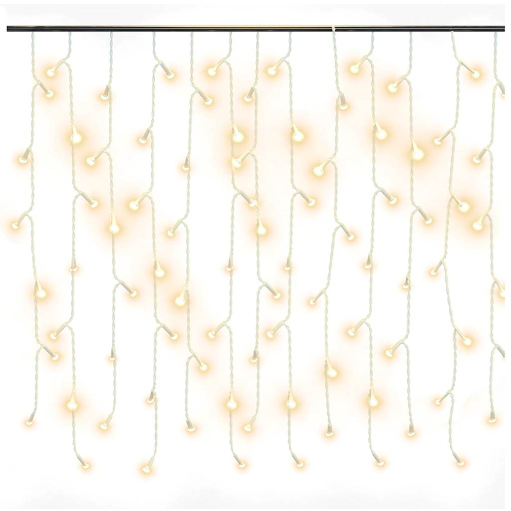 Cortina luzes pingente gelo 10m 400 LED 8 funções branco quente