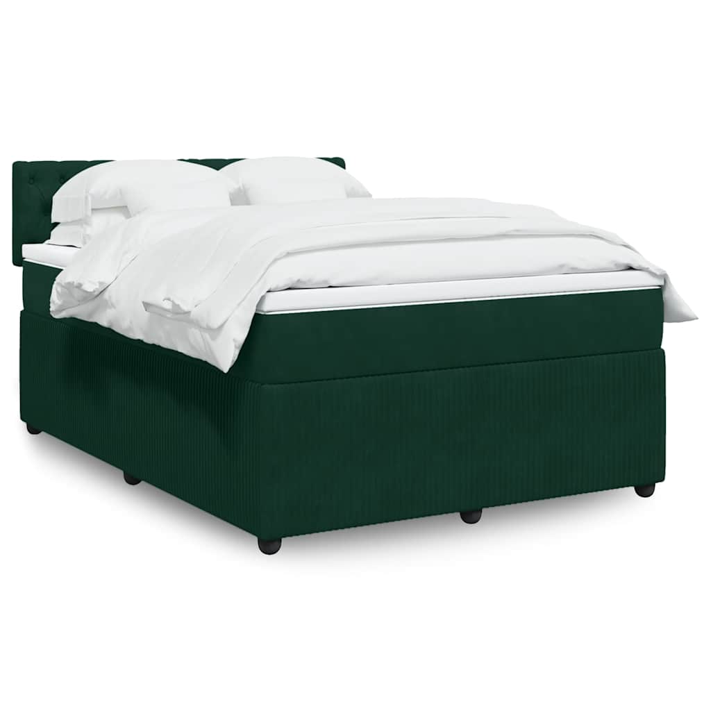 Cama com molas/colchão 160x200 cm veludo verde-escuro