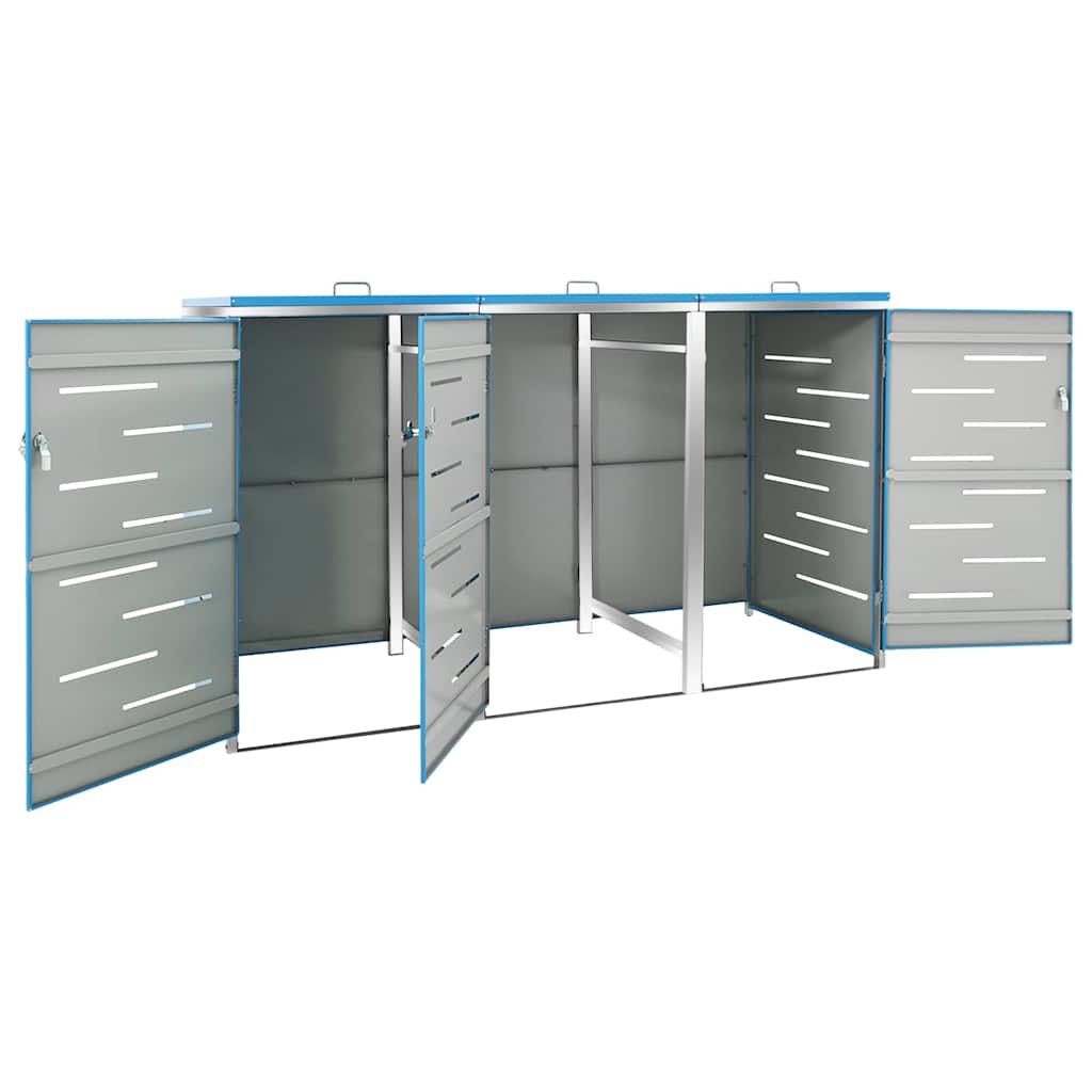 Abrigo triplo para caixotes do lixo 207x77,5x115 cm aço inox