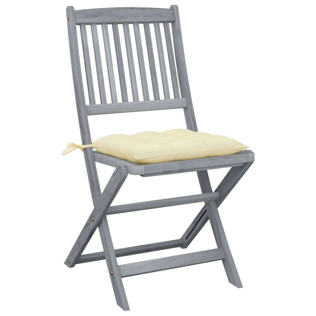 Cadeiras exterior dobráveis c/ almofadões 4 pcs acácia maciça