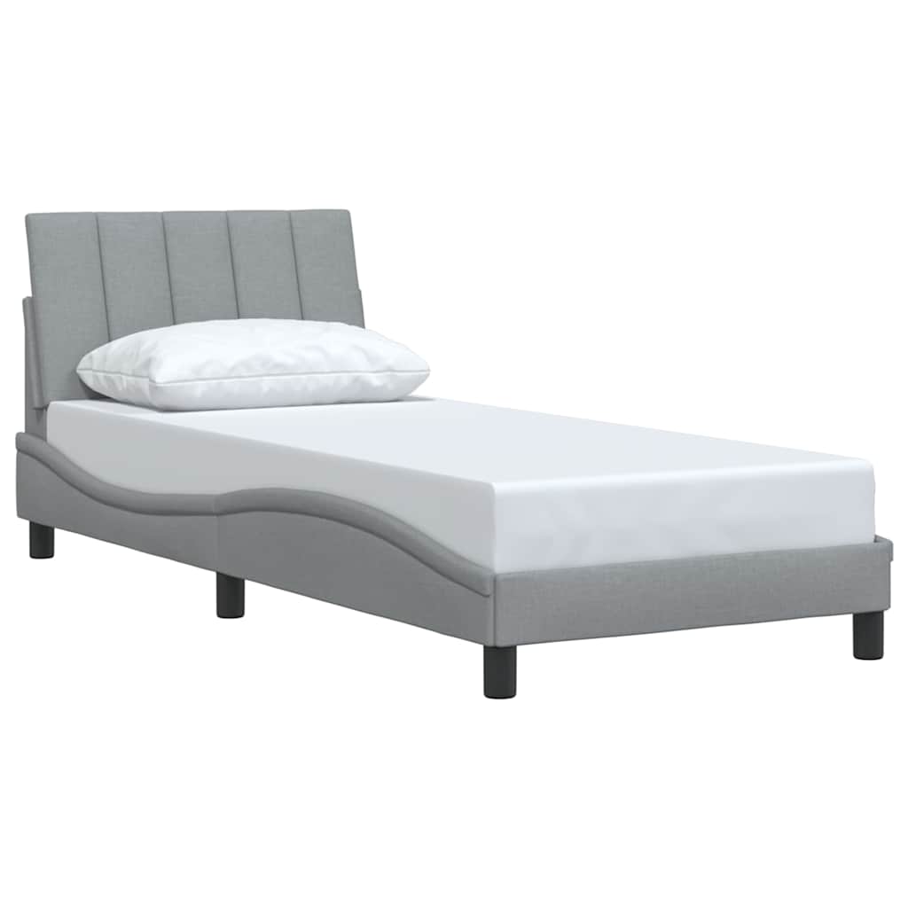 Estrutura de cama sem colchão hanko 80x200 cm tecido cinzento-claro