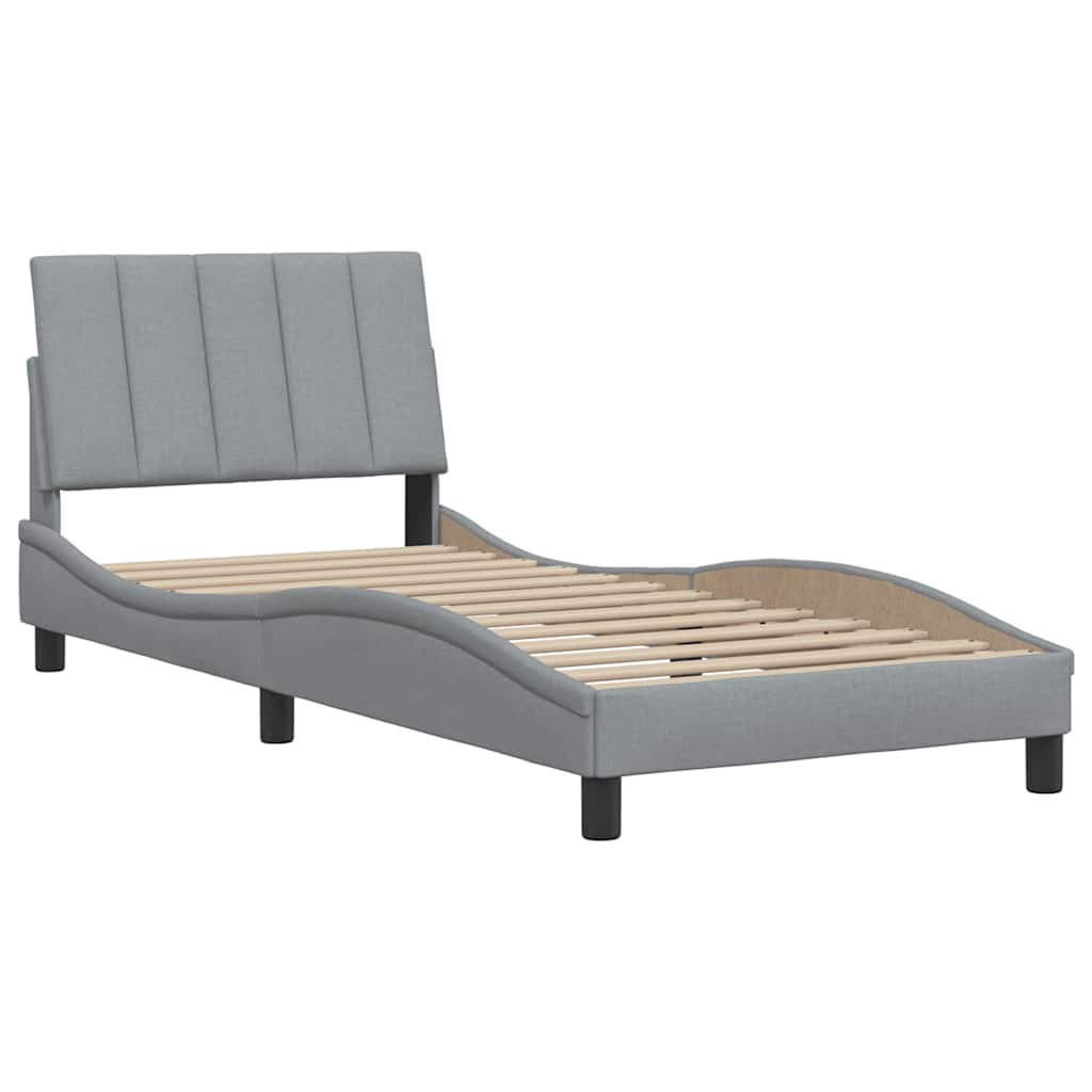 Estrutura de cama sem colchão hanko 80x200 cm tecido cinzento-claro
