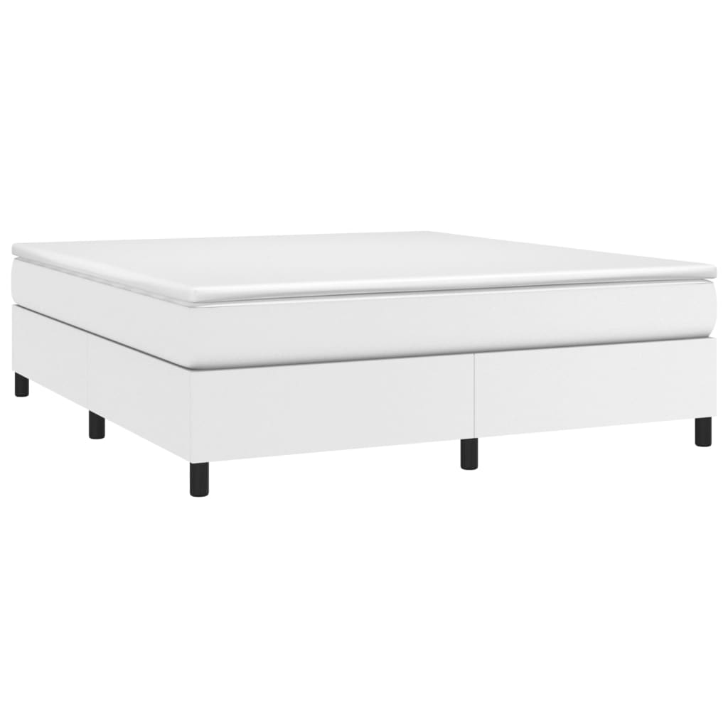 Cama com molas/colchão 160x200 cm couro artificial branco