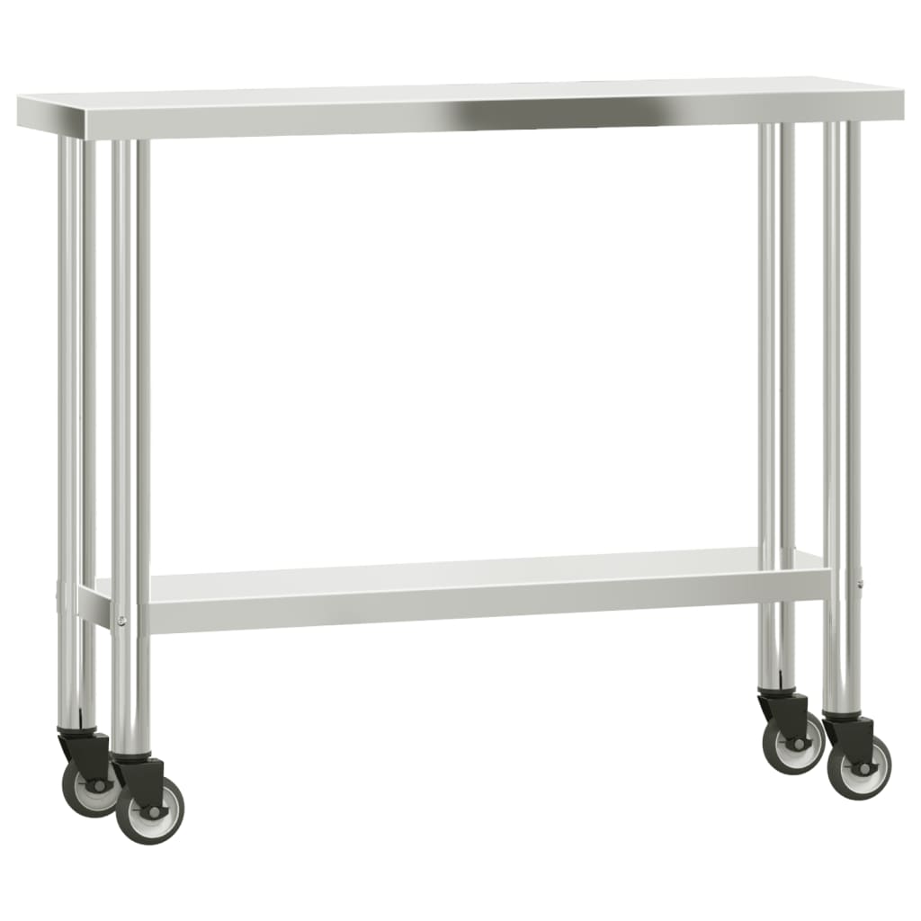 Mesa trabalho cozinha c/ prateleira 110x30x120cm aço inoxidável