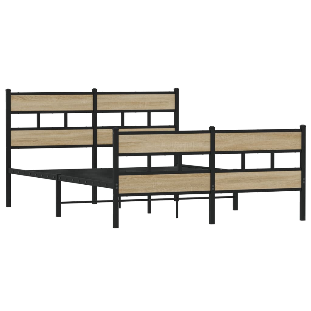 Estrutura de cama sem colchão 160x200cm metal carvalho sonoma