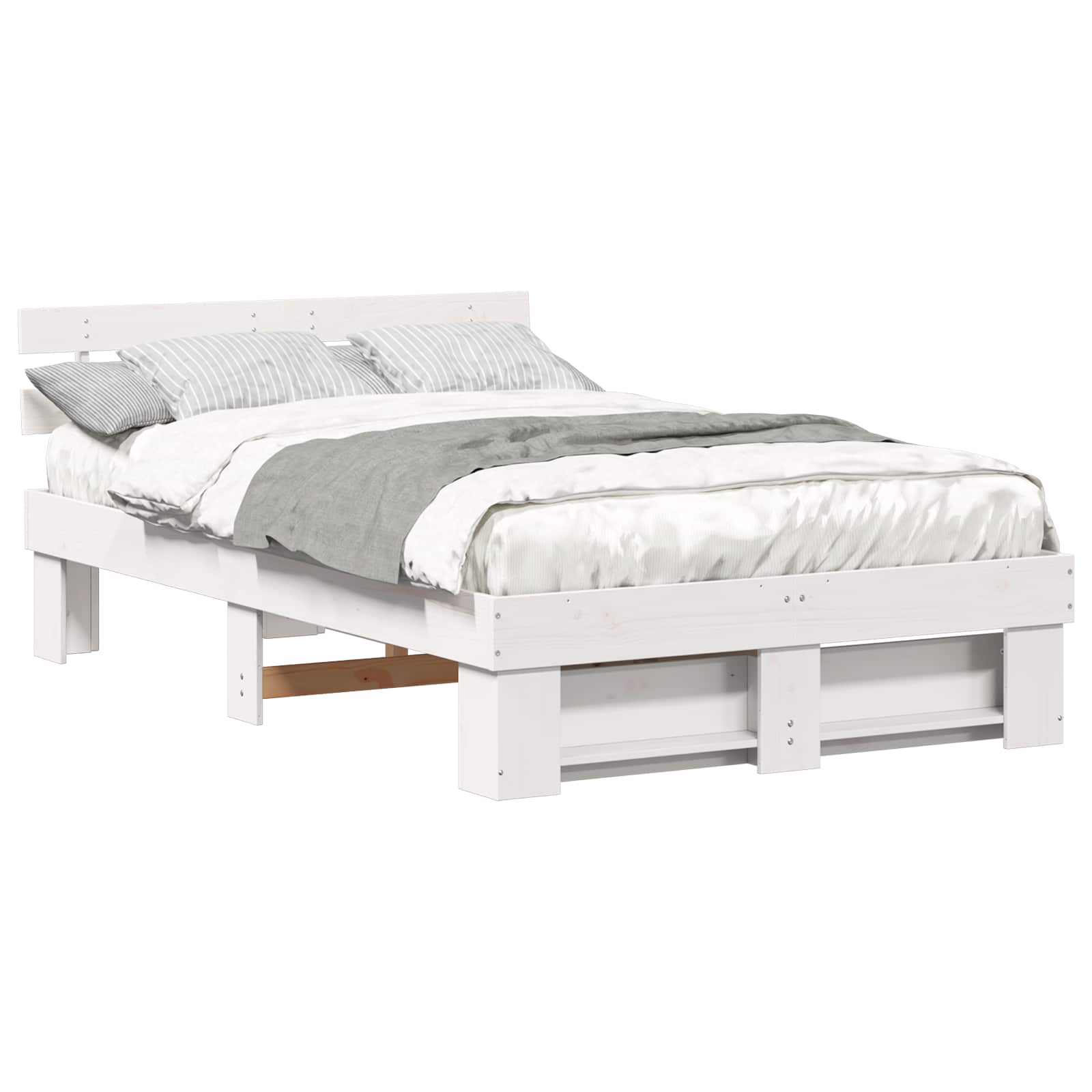 Estrutura da cama com cabeceira branco 135 x 190 cm