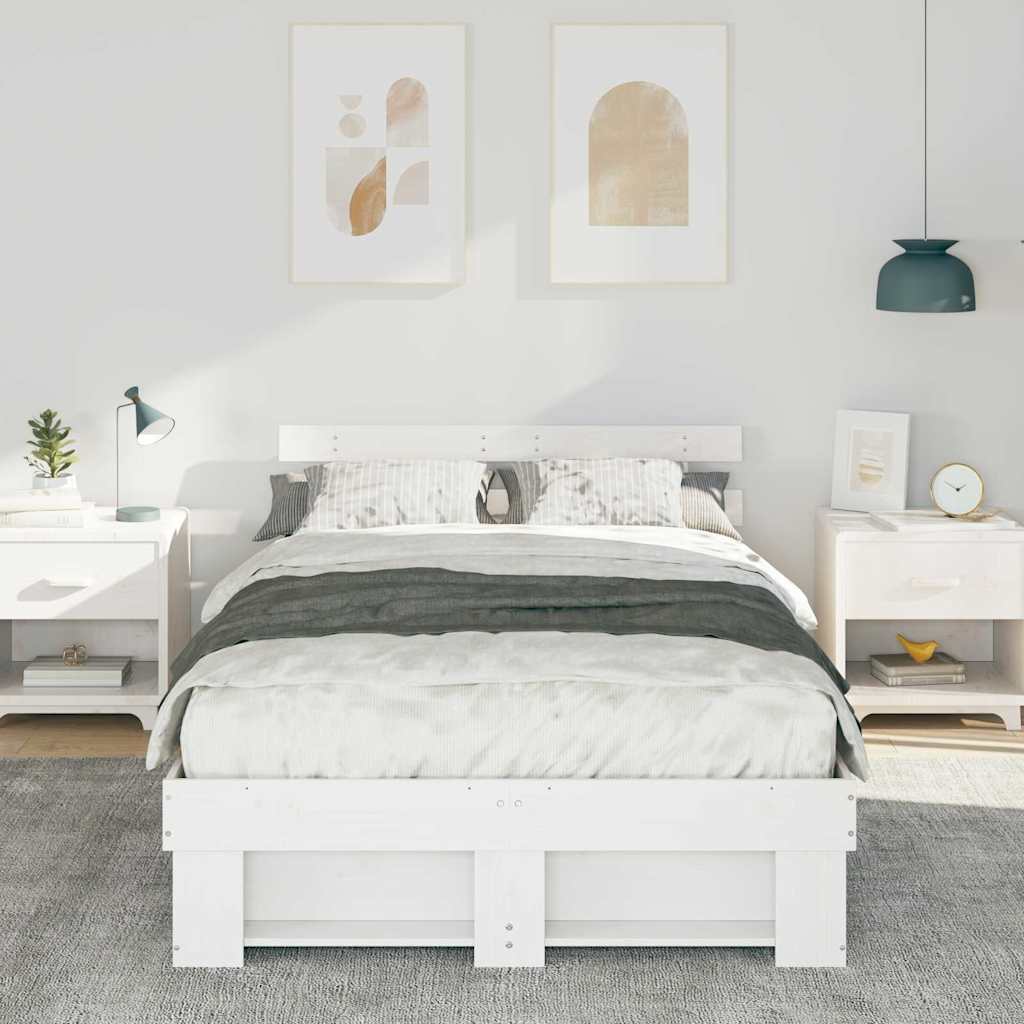 Estrutura da cama com cabeceira branco 135 x 190 cm