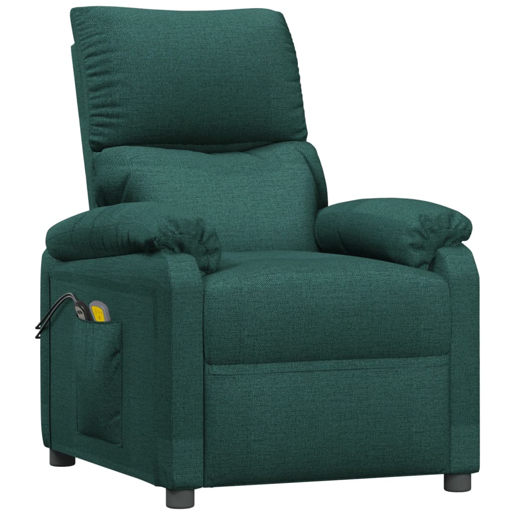 Poltrona de massagens elétrica tecido verde-escuro