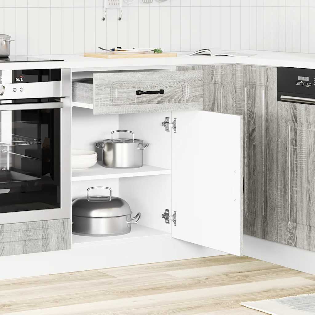 Armário baixo cozinha kalmar madeira engenharia sonoma cinzento