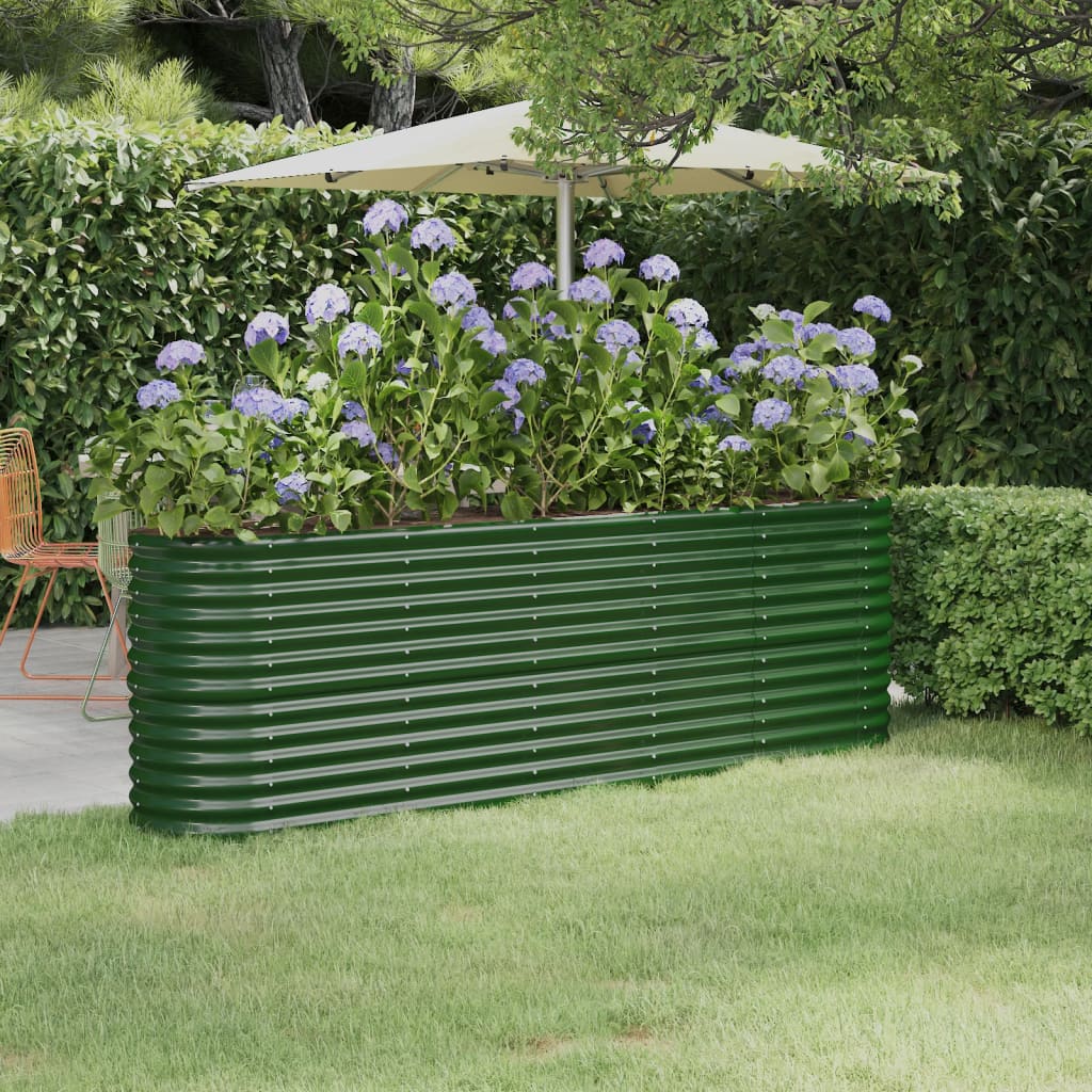 Canteiro elevado jardim 224x40x68 cm aço galvanizado verde