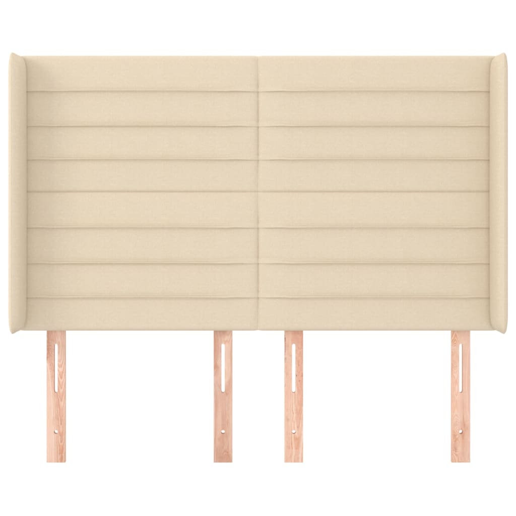 Cabeceira de cama c/ abas tecido 147x16x118/128 cm creme