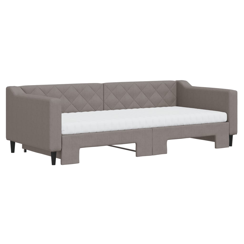 Sofá-cama c/ gavetão/colchões 90x200cm tecido cinza-acastanhado