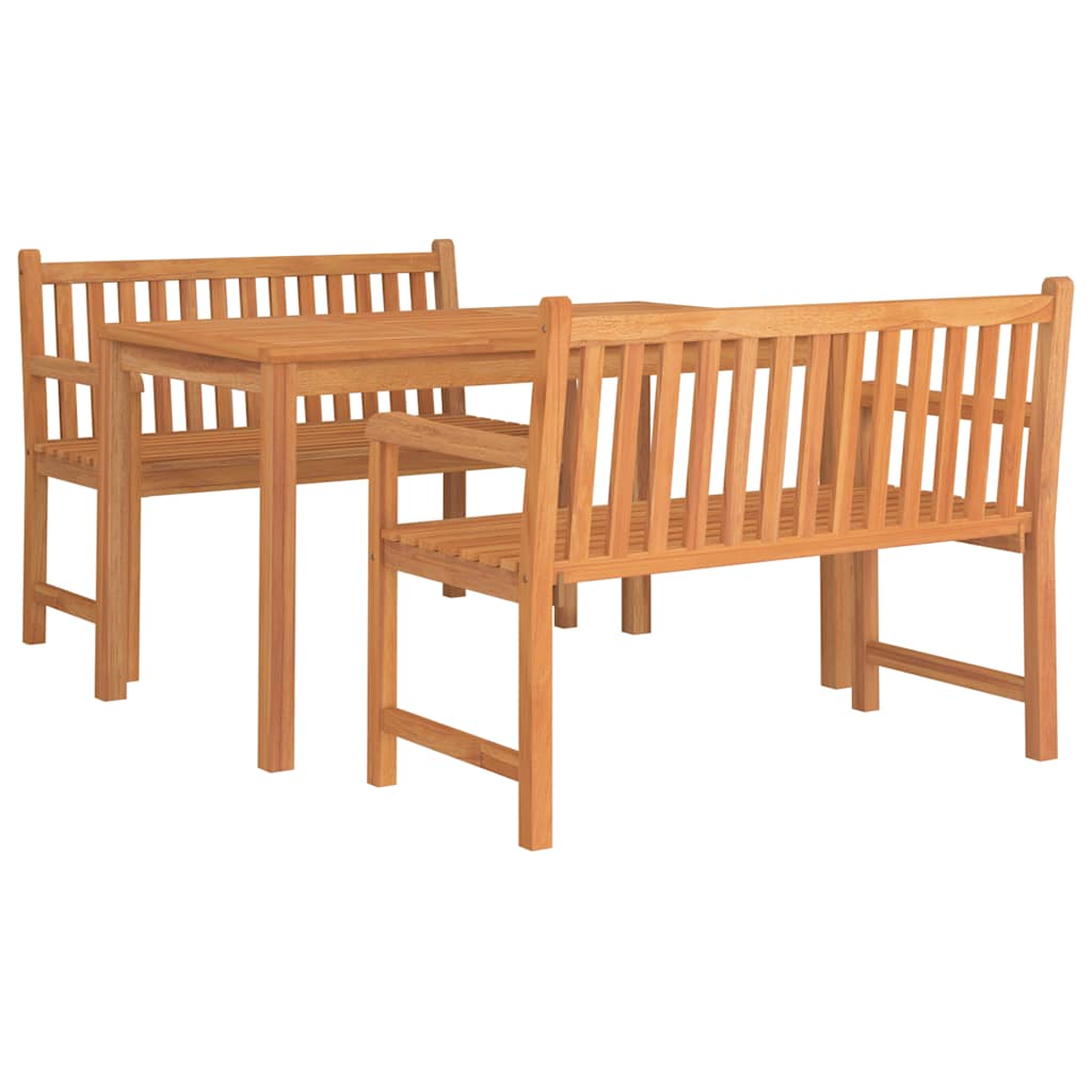 3 Pcs conjunto de jantar para jardim madeira de teca maciça