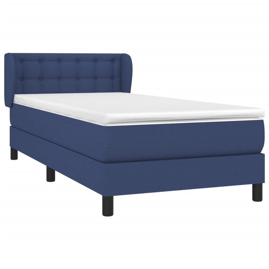 Cama com molas/colchão 80x200 cm tecido azul