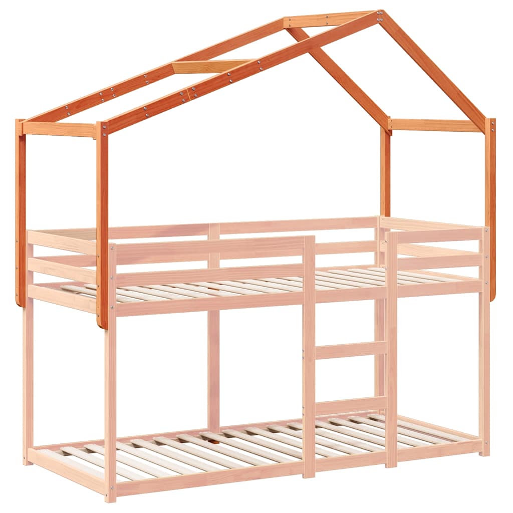 Telhado cama infantil 213x85,5x144,5 cm pinho castanho-mel