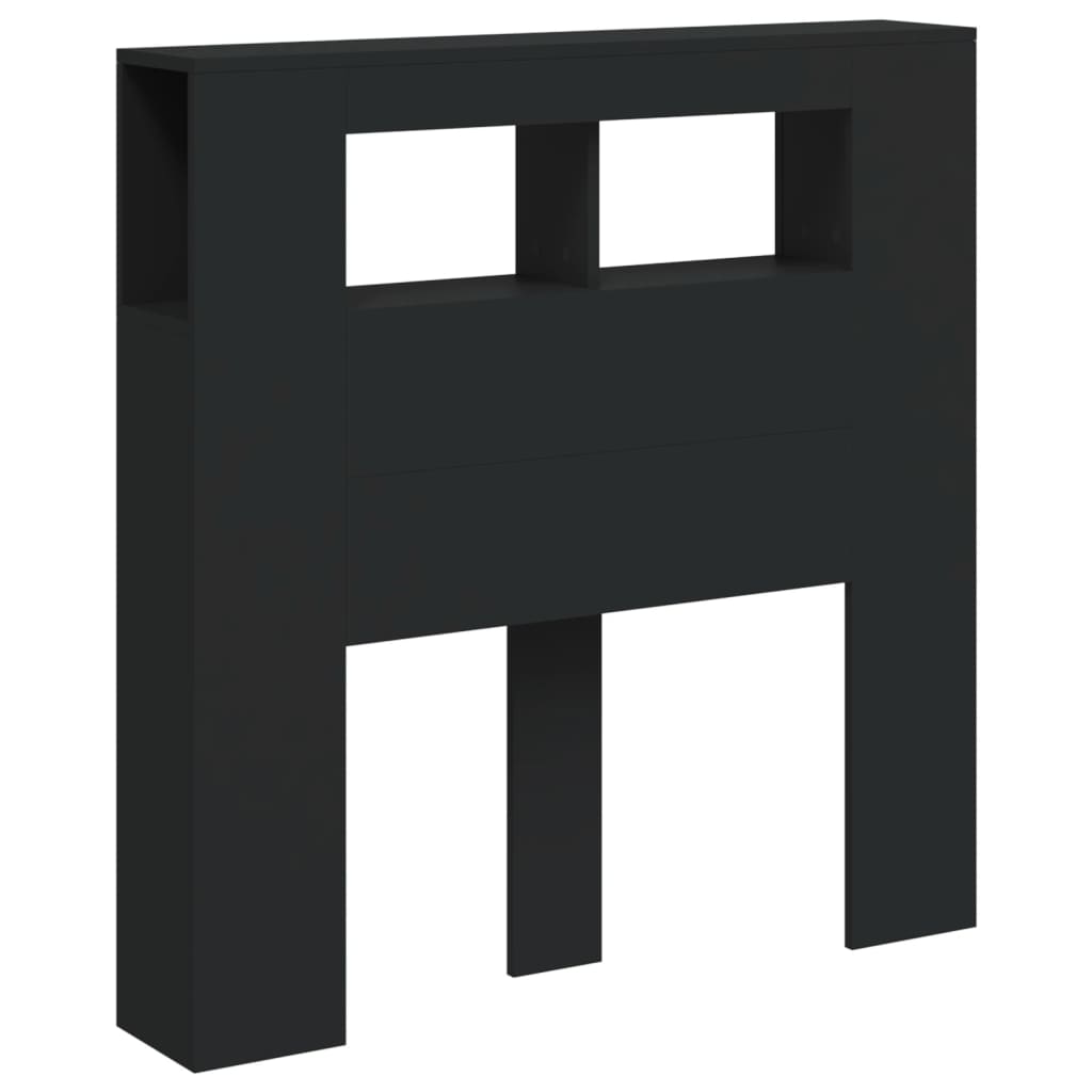 Cabeceira cama c/ leds 100x18,5x103,5 cm deriv. madeira preto