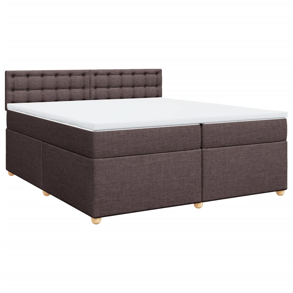 Cama com molas/colchão 200x200 cm tecido castanho-escuro