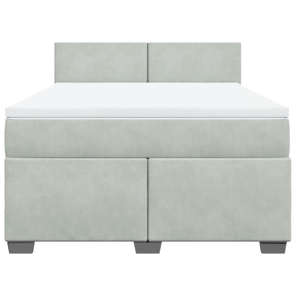 Cama com molas/colchão 140x190 cm veludo cinzento-claro