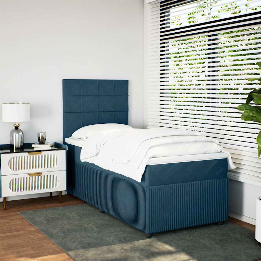 Cama com molas/colchão 80x200 cm veludo azul-escuro