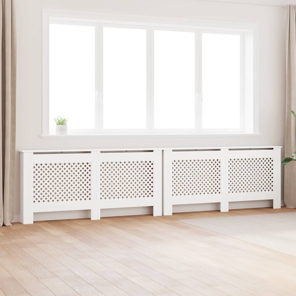 Coberturas de radiador 2 pcs 172x19x81,5 cm MDF branco