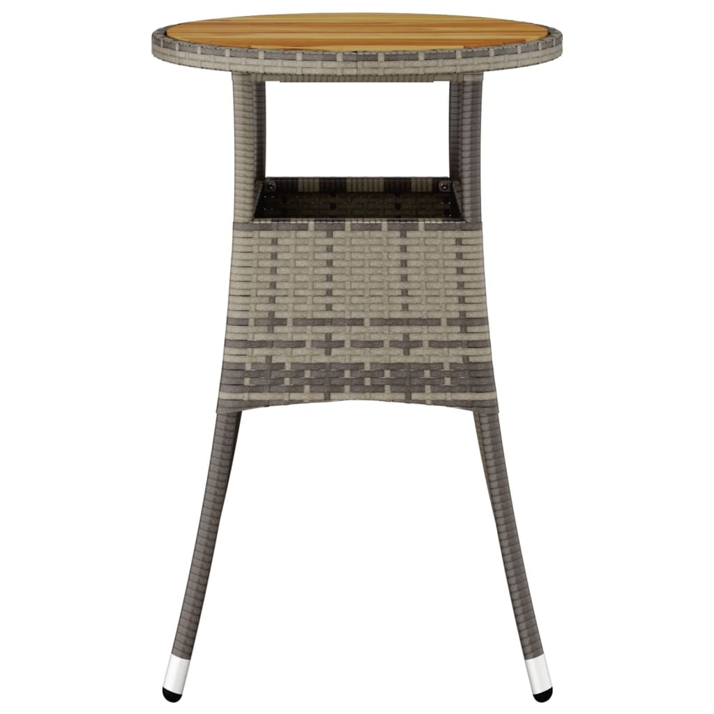 Mesa de jardim ø60x75 cm madeira de acácia e vime PE cinzento