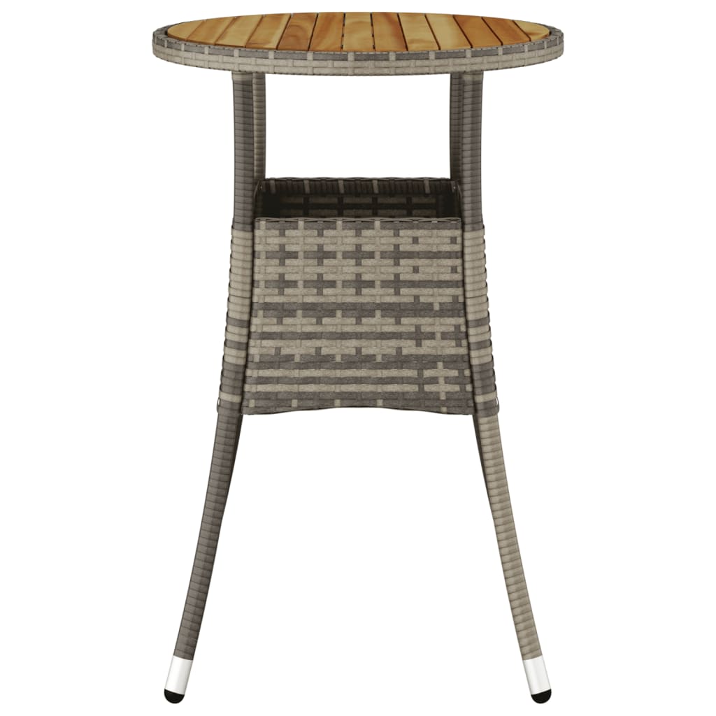 Mesa de jardim ø60x75 cm madeira de acácia e vime PE cinzento
