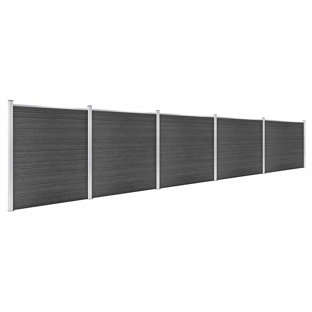 Conjunto de painel de vedação wpc 872x186 cm preto