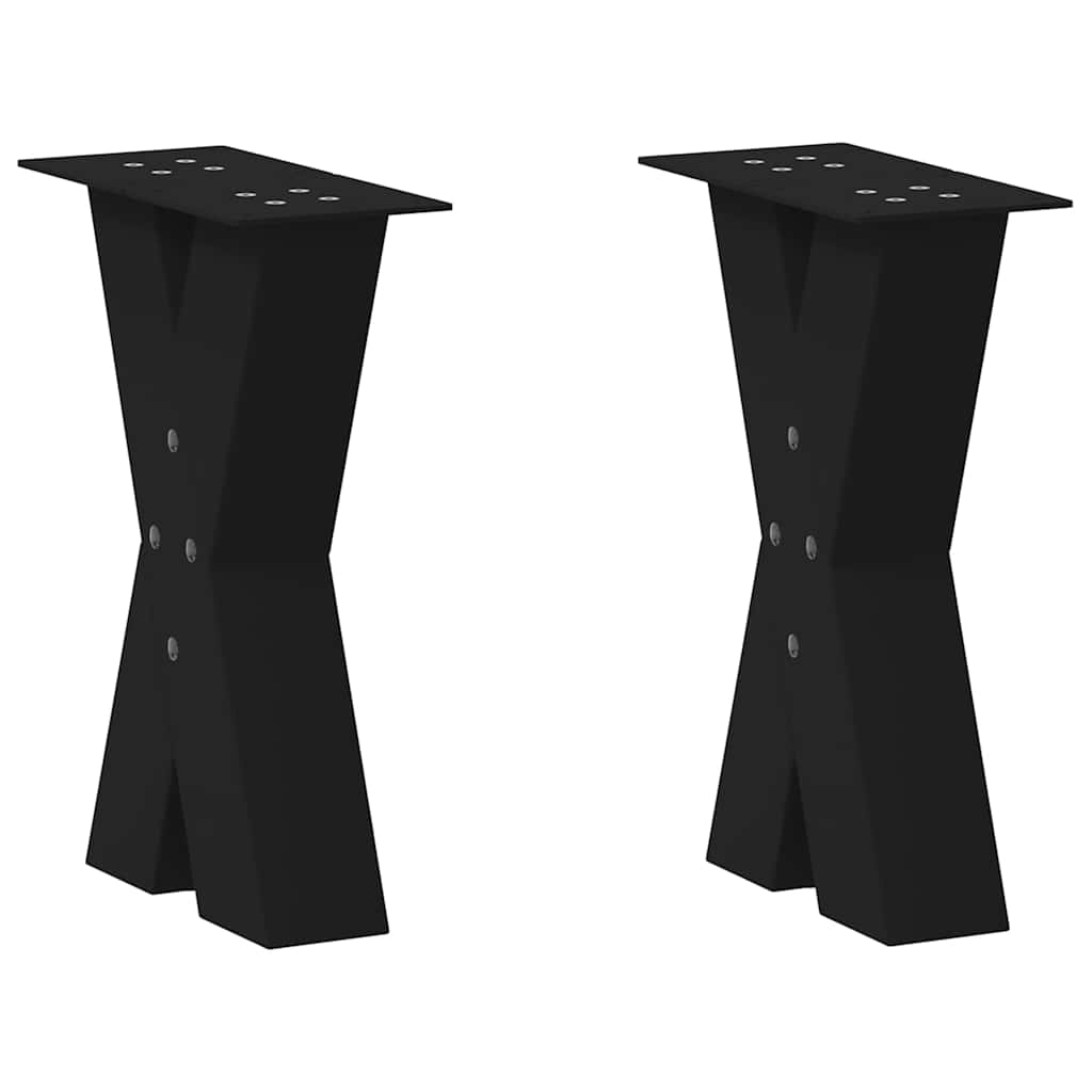 Pés para mesa de centro em formato de x, 2 peças, preto, 38x(42-43) cm, aço