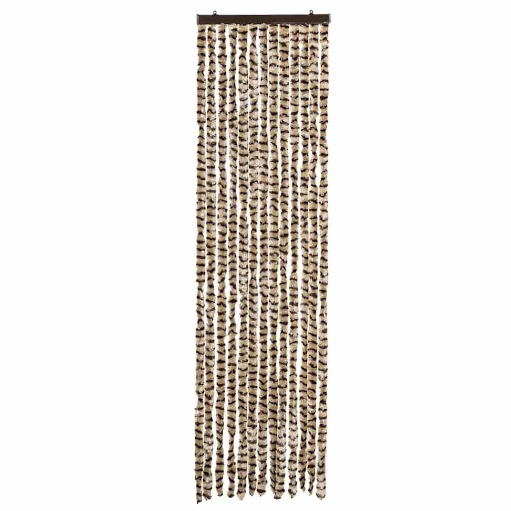 Cortina anti-insetos 56x185 cm chenille bege e castanho