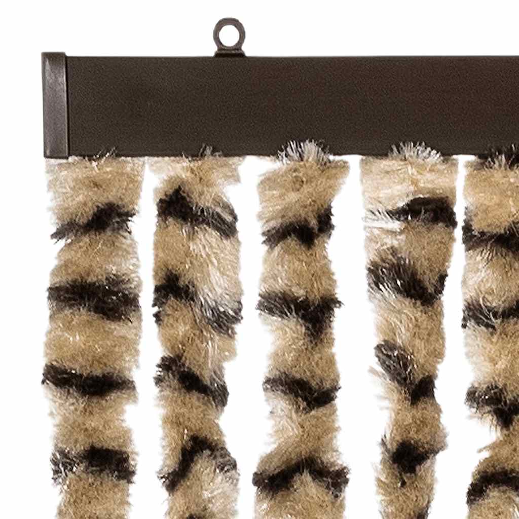 Cortina anti-insetos 56x185 cm chenille bege e castanho