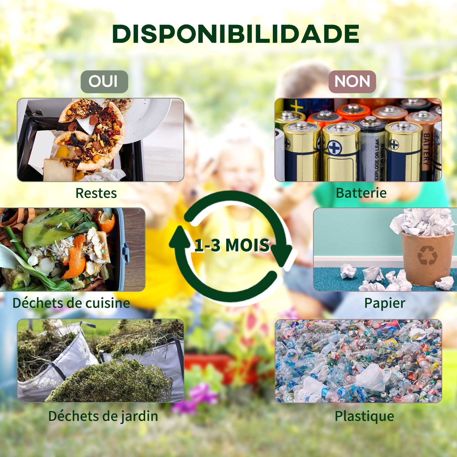 Compostor giratório de 130l recipiente de compostagem de jardim de dupla câmara com aberturas de ventilação 67x60x77 cm preto e verde