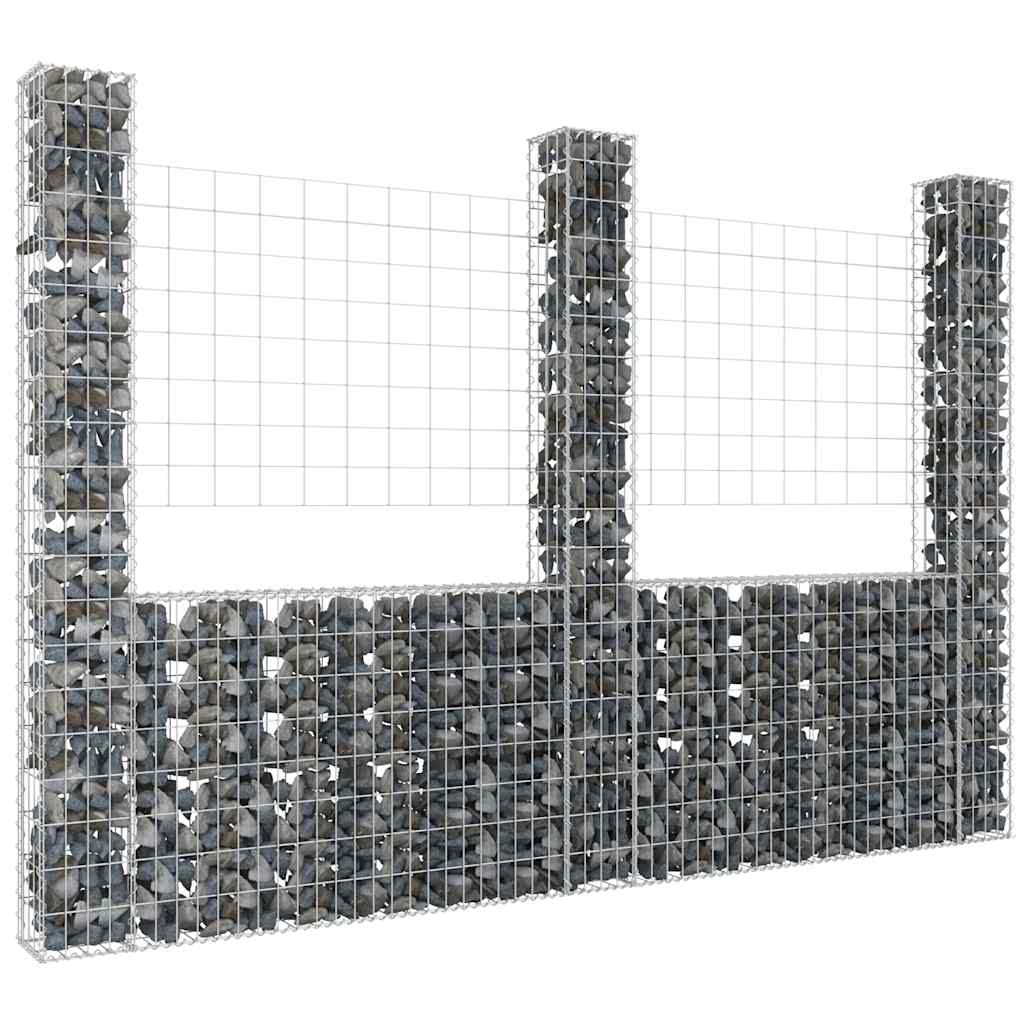 Cesto gabião em forma de u c/ 3 postes 260x20x200 cm ferro