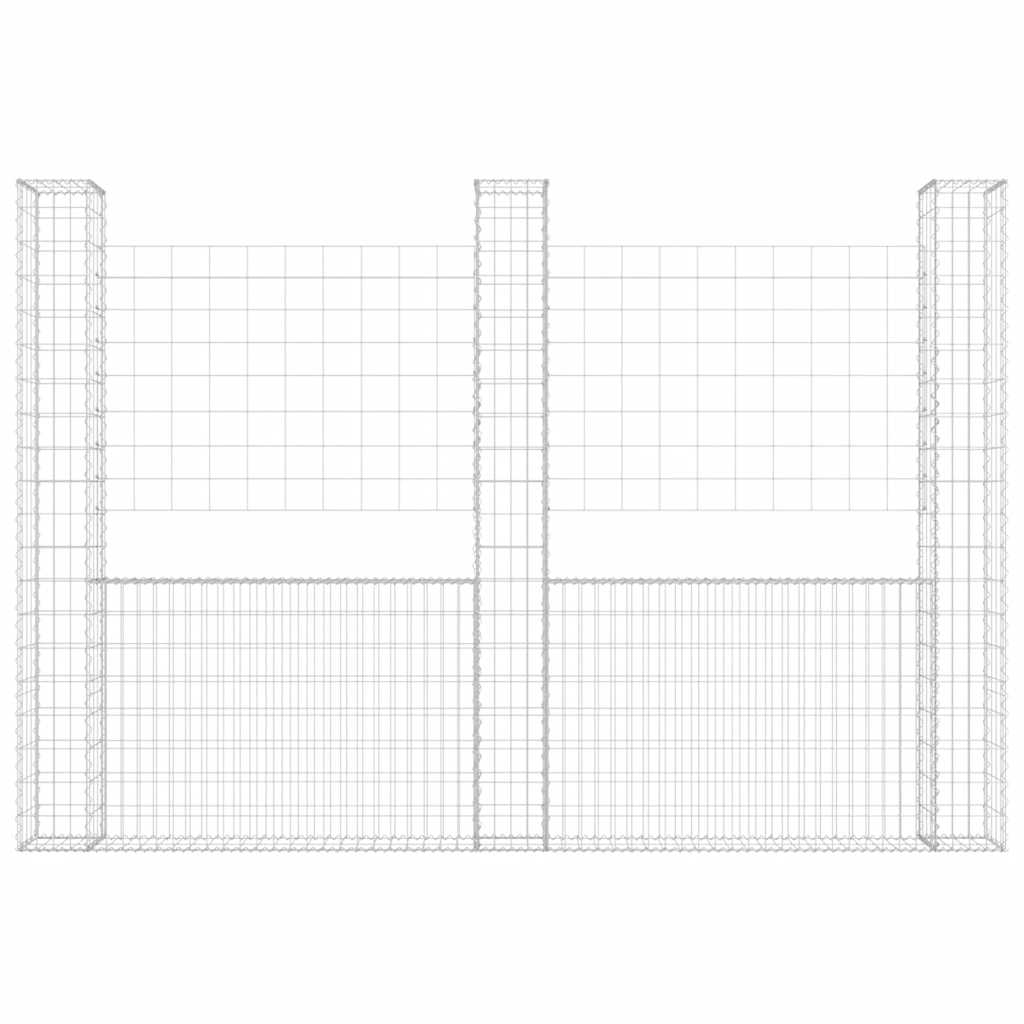 Cesto gabião em forma de u c/ 3 postes 260x20x200 cm ferro
