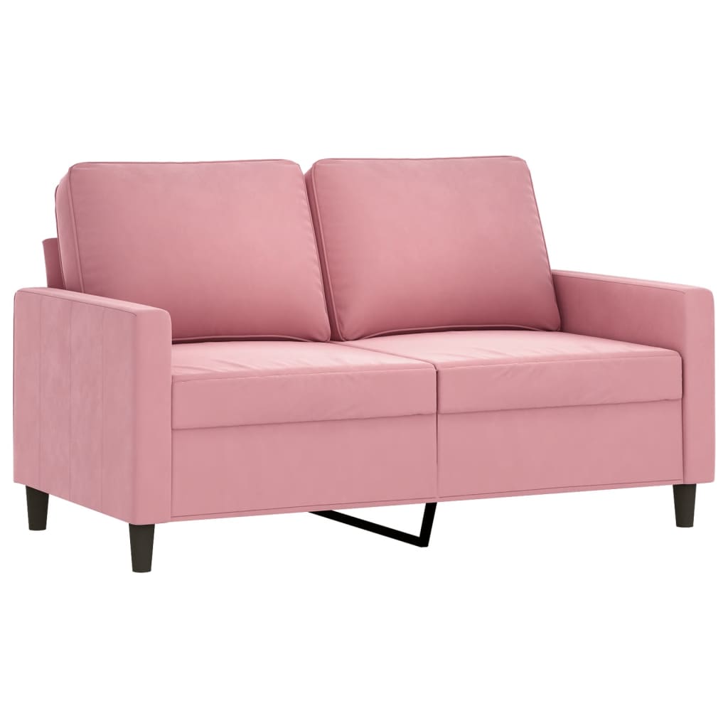 2 Pcs conjunto de sofás com almofadões veludo rosa