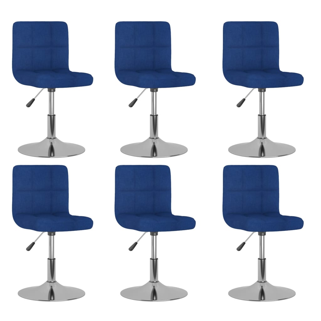Cadeiras de jantar giratórias 6 pcs tecido azul