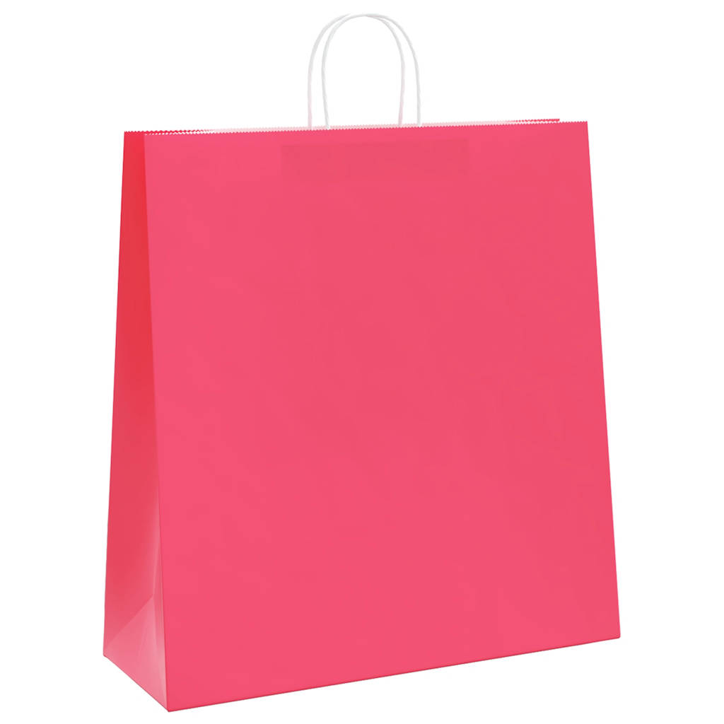 Sacos de papel 50 unid com alças rosa 45x17x48 cm