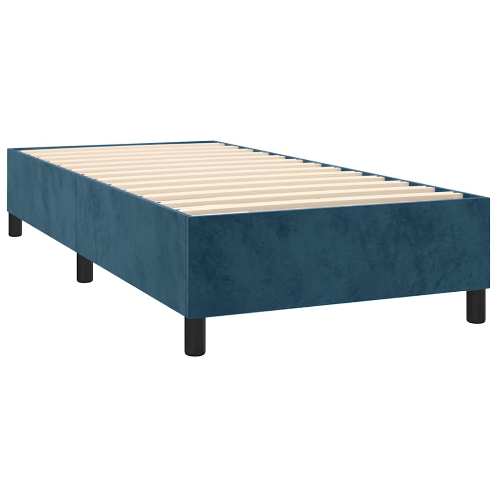 Cama com molas/colchão 80x200 cm veludo azul-escuro