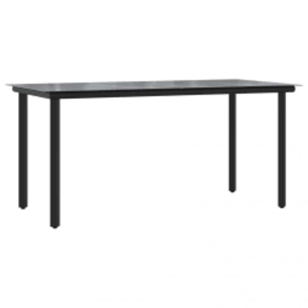 Conjunto de jantar jardim 5 peças almofadas vidro vime PE preto