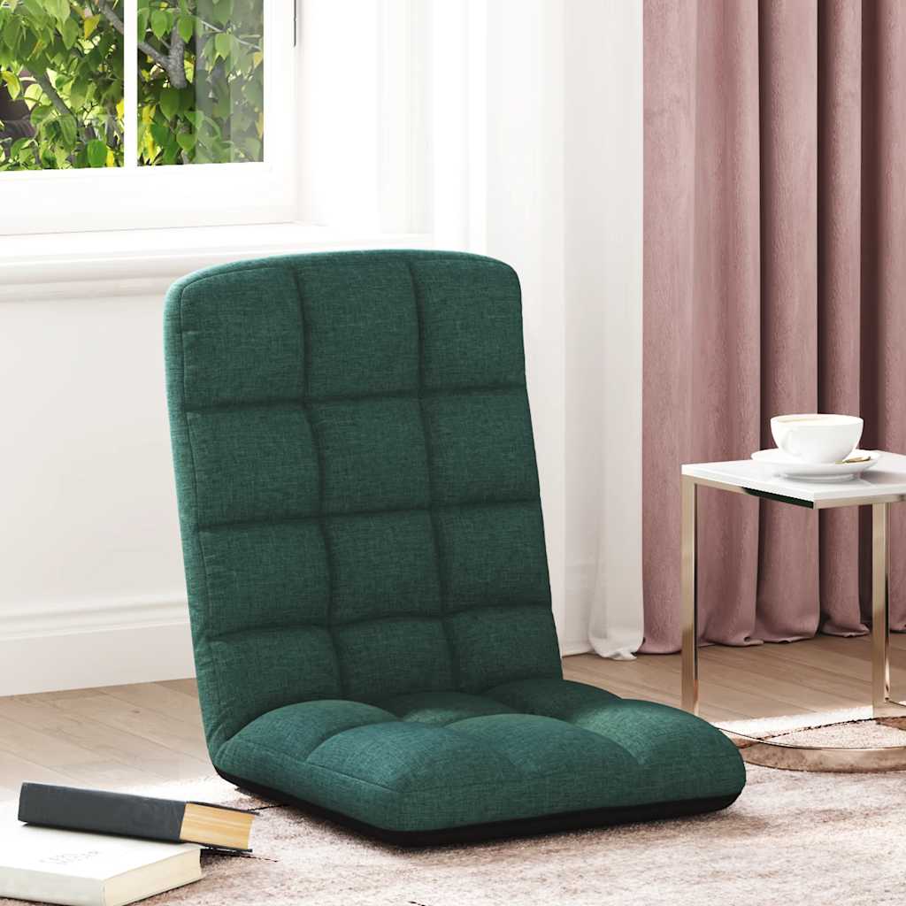 Cadeira de piso dobrável 71x51x62 cm tecido verde escuro
