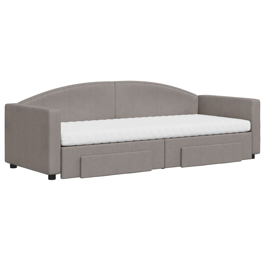Sofá-cama c/ gavetão/gavetas 80x200 cm tecido cinza-acastanhado