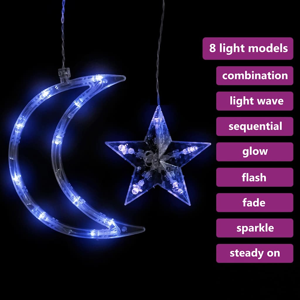 Estrelas e luas de luz c/ controlo remoto 138 leds azul