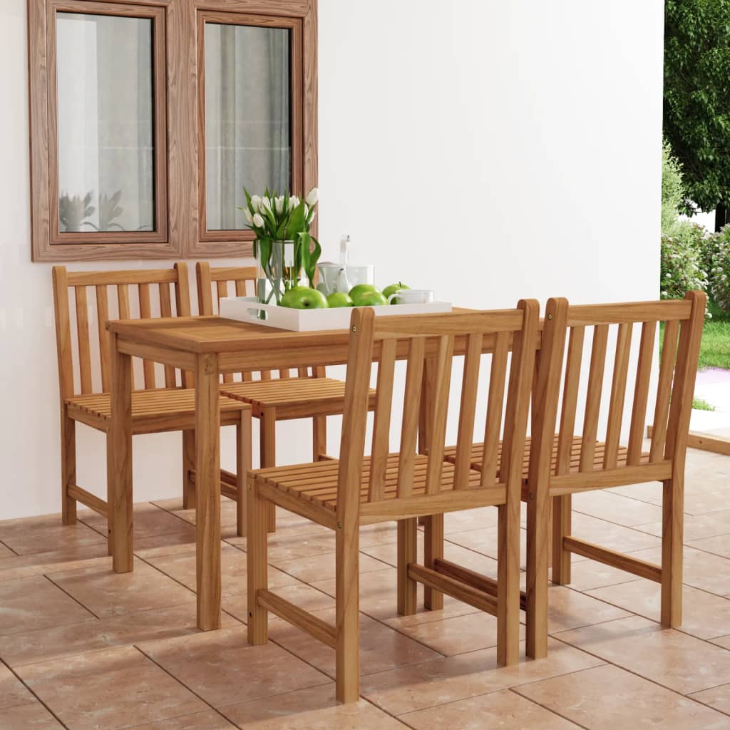 Conjunto de jantar de jardim de 5 peças 120x70 cm madeira de teca maciça