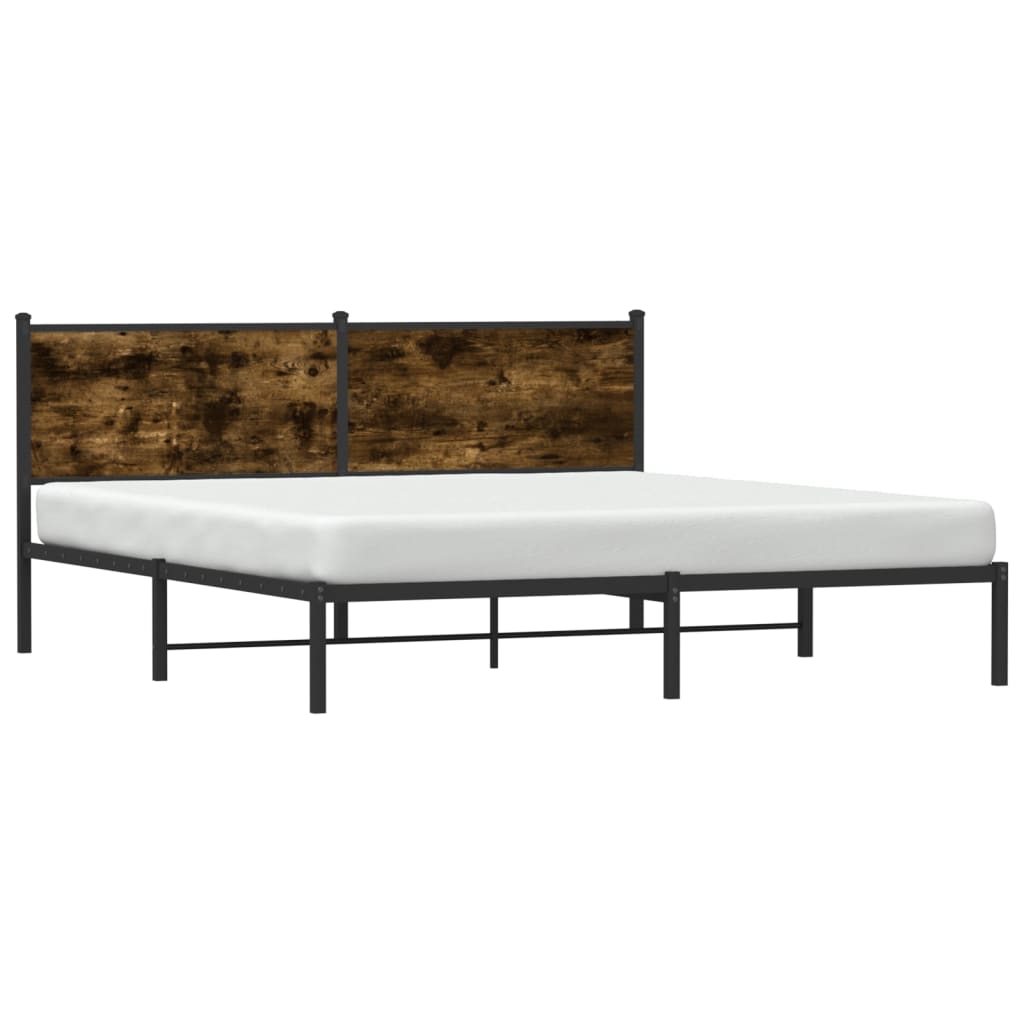 Estrutura de cama sem colchão 180x200cm metal carvalho fumado