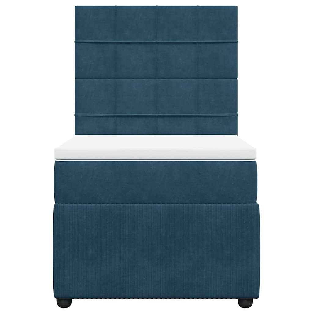 Cama com molas/colchão 90x200 cm veludo azul-escuro