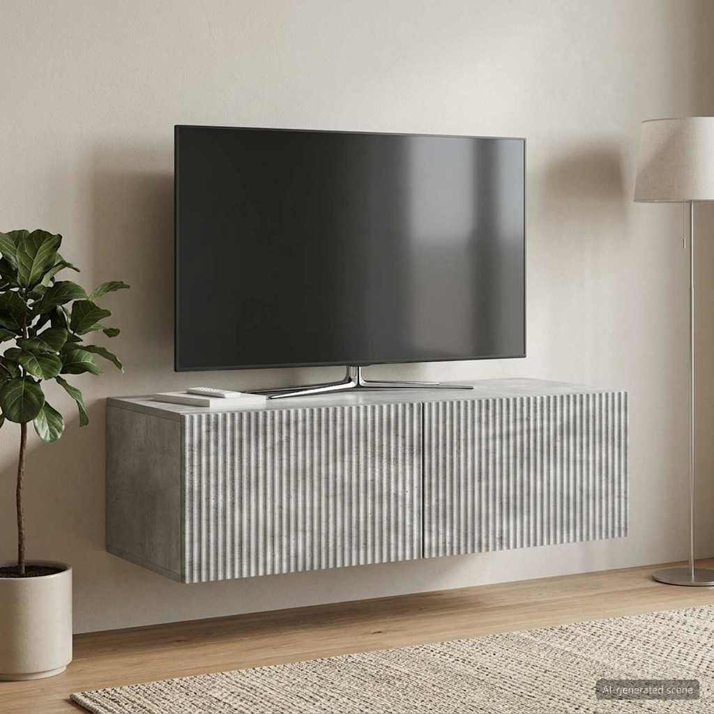 Gabinete de TV de parede cinzento cimento 98 x 41 x 30 cm