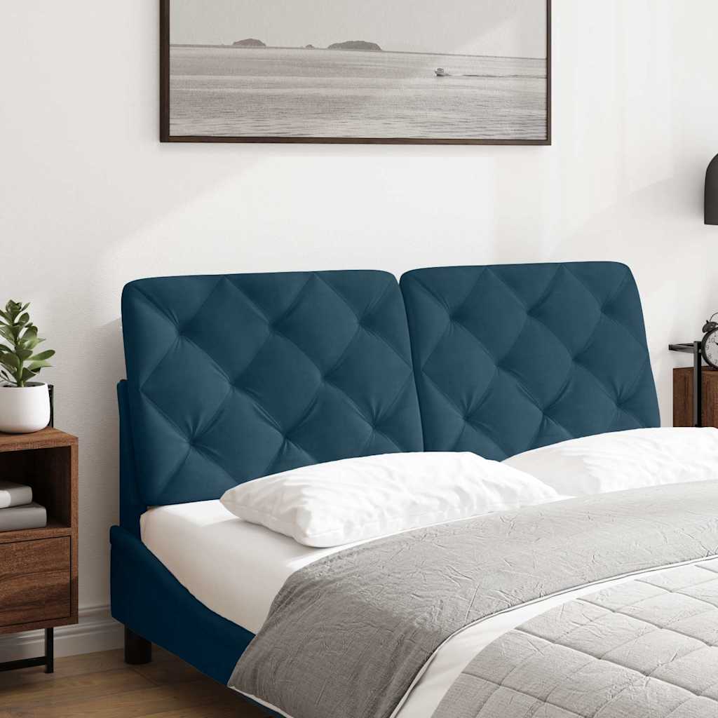 Almofadão de cabeceira 140 cm veludo azul