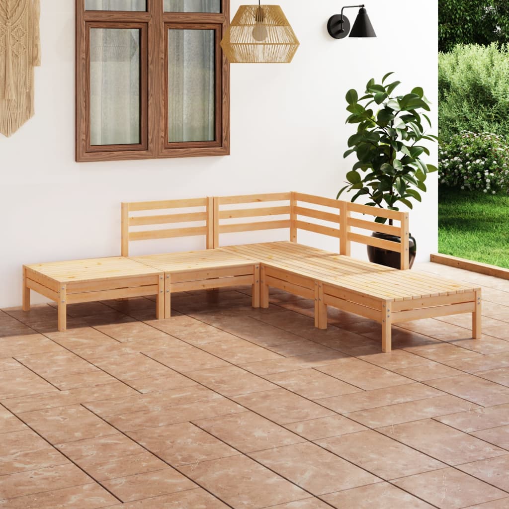 5 Pcs conjunto lounge de jardim pinho maciço