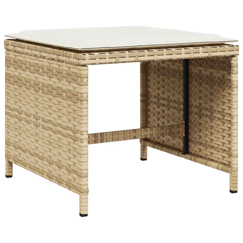 9 Pcs conjunto de jantar p/ jardim com almofadões vime PE bege
